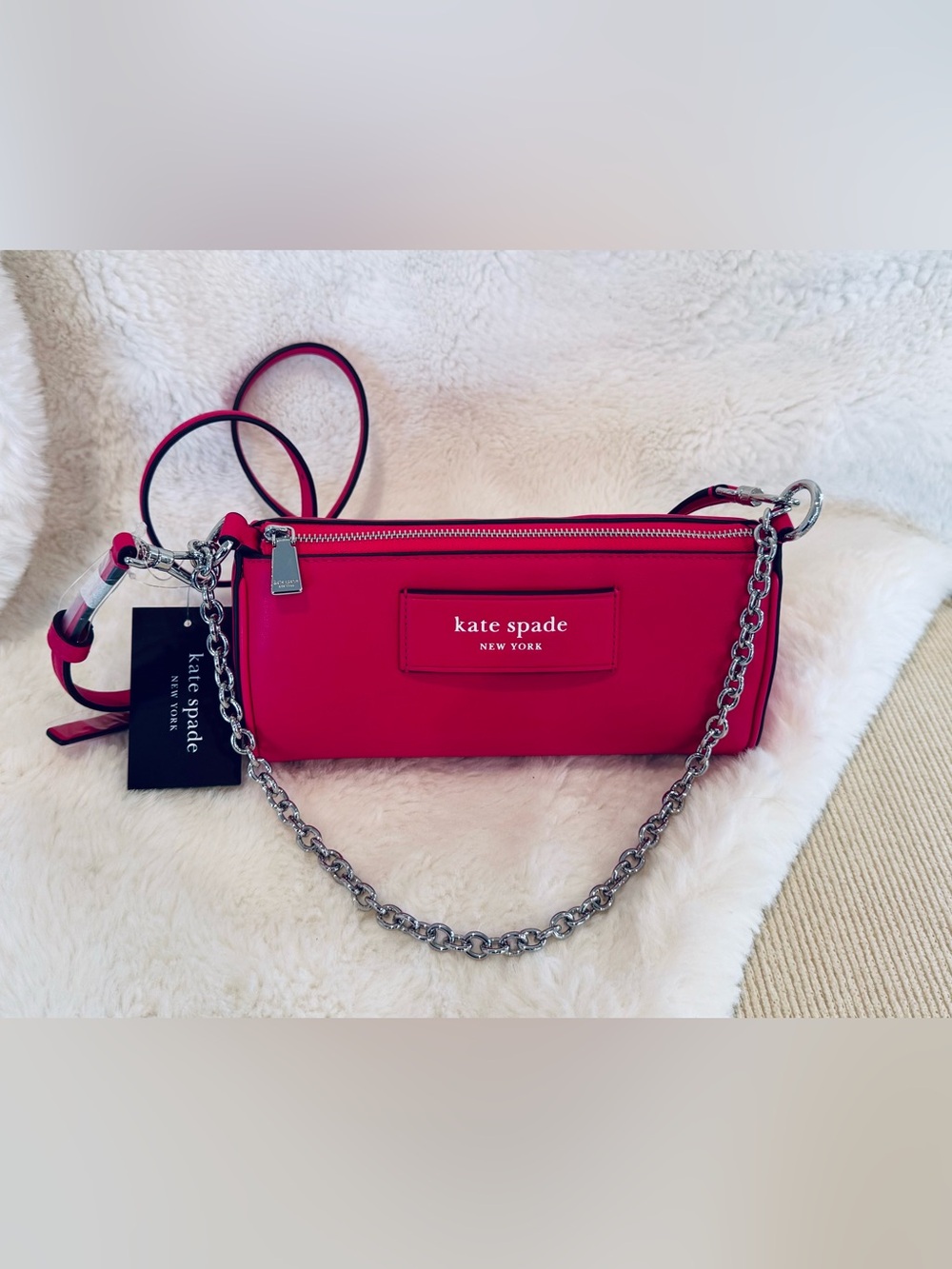 Kate Spade ♠️ Pink Leather Crossbody label leather pochette NWT